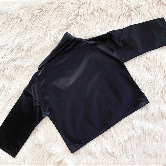 Dasun Navy Blue Silk High Neck Top - Picture 5 of 6